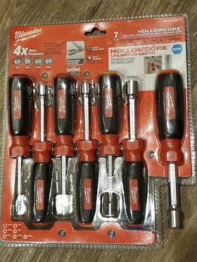 48-22-2517 Milwaukee Tool 7 Pc Magnetic Hollowcore Metric Nut Driver Set Nib