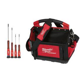 48-22-2604-48-22-8315 Milwaukee Packout 15 Inch Tote And 4-piece Precision Combination Screwdriver Set 5-piece