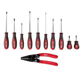 48-22-2710-48-22-3052 Milwaukee Screwdriver Set 10-28 Awg Multi-purpose Dipped Grip Wire Stripper And
