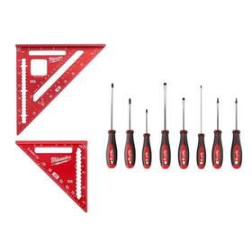 48-22-2718-mlsq070p Milwaukee Screwdriver Set With 7 Inch Rafter Square And 4-1/2 Trim
