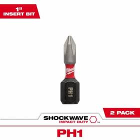 48-32-4411 Milwaukee 3 Pack - Shockwave #1 Phillips Insert Bits 1 Inch 2-pk