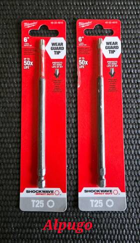 48-32-4810 Milwaukee Shockwave Impact Duty 6 Inch T25 Torx Bit 2 Pack