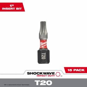 48-32-5011 Milwaukee Shockwave Torx T20 Impact Insert Bits 1 Inch 15-pk. - 48-32-5011 Milwaukee Shockwave Torx T20 Impact Insert Bits 1 Inch 15-pk. -