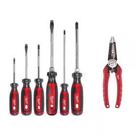 Milwaukee 705353307423 Screwdriver Set With Cushion Grip 7.75 Inch Combination Electricians 6-in-1