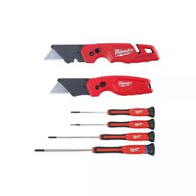 Milwaukee 711181327182 4-piece Precision Screwdriver Set And Fastback Folding Utility Knife With Compac Milwaukee 711181327182 4-piece Precision Screwdriver Set And Fastback Folding Utility Knife With Compac