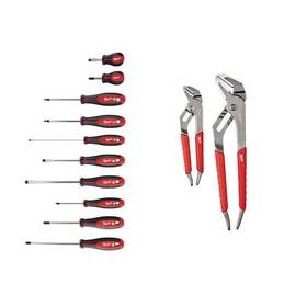 Milwaukee 882346285996 Screwdriver Set With 6 Inch And 10 Straight-jaw Pliers 12-piece