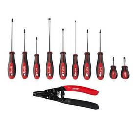 Milwaukee 882346295001 Screwdriver Set With 20-32 Awg Low Voltage Dipped Grip Wire Stripper