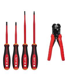 Milwaukee 882346295063 1000v Insulated Slim Tip Screwdriver Set With Self-adjusting Wire