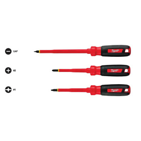 Milwaukee Insulated Screwdriver Set Electrician Electrical Hand Tool 3 Piece New