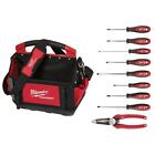 Milwaukee Packout Tote 15in. With Wire Strippers Pliers Screwdriver Set 10-piece