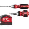 48-22-2322c-48-22-6825 Milwaukee Racheting Compact Multi-bit Screwdriver Tape Measure Plastic 3-pack