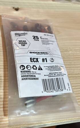 48-32-4144 Milwaukee Tool Shockwave Impact Duty 2 Inch Ecx #1 Bits 25 Pck Free Ship J13