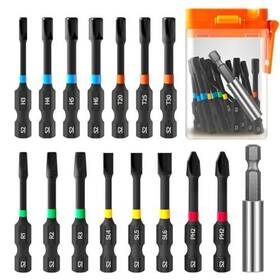 Ydl24 Mitansle Screwdriver Bit Set Magnetic Impact Phillips 1/4 Inch Hex 16pcs