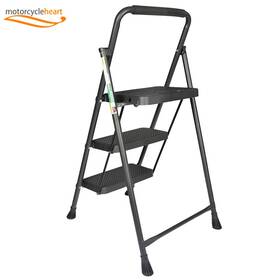 1369251 Mitoharet 3 Step Ladder Folding Stool With Wide Anti-slip Pedal Sturdy Steel 330 Lbs
