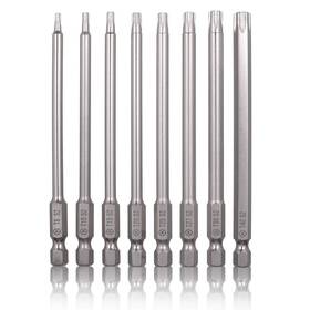 Mixiflor 605556625044 8 Piece Torx Head Screwdriver Bit Set Magnetic 1/4 Inch Hex Shank S2 Steel 4inch