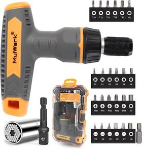 Mulwark 313034978901 30pc Super Universal Socket Tool - Magnetic Ratcheting Screwdriver With Torx/squ