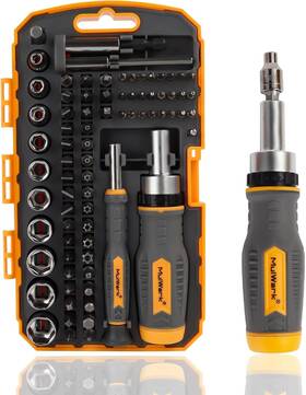 Mulwark 810130870059 Screwdriver Bits And Socket Set 77 Pieces Ratchet Orange