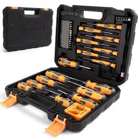 Mulwark 810130870356 Magnetic Screwdriver Set 59 Piece Chrome Vanadium Steel Ergonomic Design Rub
