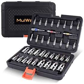 Mulwark 850030910790 37 Pcs Premium Hex Bit Allen Socket Set 3 8 1 4 2 Inch Drive Automotive Bike