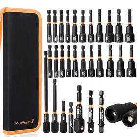 B0cn6jv8d6 Mulwark 29pc Magnetic Nut Driver Set Sae/metric Impact Socket Adapter