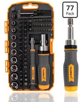 Mulwark Mlk-53848 Screwdriver Set And Socket Kit 77-pieces Ratcheting Magnetic