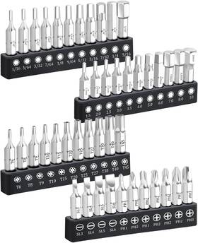 Nauix 313053848896 44 Piece Screwdriver Bit Set Torx Slotted Phillips Hex 1/4 Inch