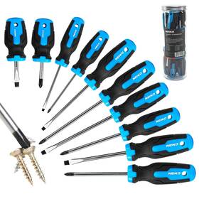 01378a Neiko 816914024045 Magnetic Screwdriver Set 10 Piece Phillips And Flathead Heat