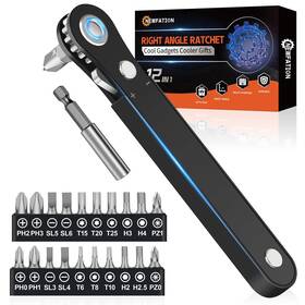 Rs-22 Newfation Ratcheting Screwdriver Men Gifts Right Angle For Tight Spaces