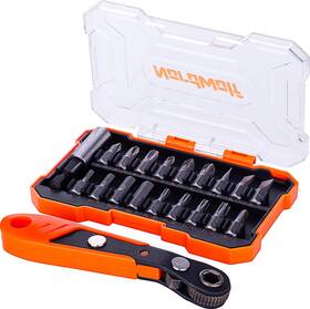 Nordwolf 971790050572 20piece Low Profile Mini Reversible Ratchet Wrench And Bits Set Includes Square