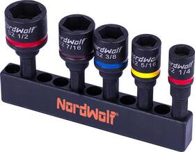 Nw-21005 Nordwolf 5-piece Sae Nut Driver Set S2 Steel Impact Magnetic 2 Inch Setters Imperial