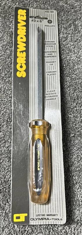 22-186 Olympia Vtg Tools Philips Screwdriver #3 6 Inch Blade Acetate Handle Nos New 22-186 Olympia Vtg Tools Philips Screwdriver #3 6 Inch Blade Acetate Handle Nos New