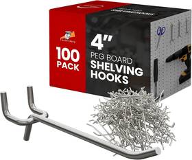 Online Best Service 665502723903 100 Pack Peg Board Pegboard Shelving Hooks 4 Inch Length Metal Pc Silver