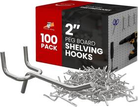 Online Best Service 715007453536 100 Pack Peg Board Pegboard Shelving Hooks 2 Inch Pack. Silver