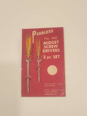 A000 Peerless Vintage No. Mic Midget Screw Drivers 2 Pc. Set In Package Flat Blade