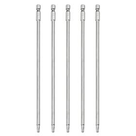 Peroup 601968103682 5 Set T25 Security Torx Bit 1/4 Inch Hex Shank 8 Long S2 Steel Magnetic Tamper
