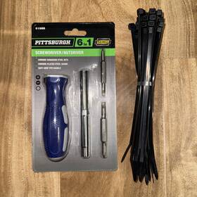Pittsburgh 193175520845 6 In 1 Screwdriver/nutdriver With Free Bundle Of Zip Ties Pittsburgh 193175520845 6 In 1 Screwdriver/nutdriver With Free Bundle Of Zip Ties