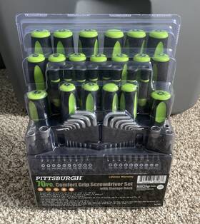 Pittsburgh 792363561037 70pc Comfort Grip Screwdriver Set With Storage Rack - Brand New