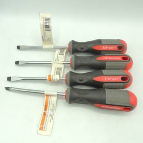 94604 Pittsburgh 4 New 1/4x4 Inch Slotted Screwdriver #94604 Red