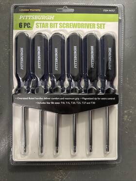 94757 Pittsburgh 6pc. Star Bit Screwdriver Set Without Versized Fluted Handles #94757 94757 Pittsburgh 6pc. Star Bit Screwdriver Set Without Versized Fluted Handles #94757