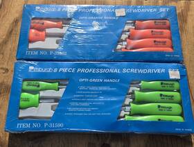 P-31562 Pittsburgh Nos Prof 8pc Hi-vis Orange And Green Screwdriver Set Phillips Flathead
