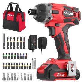 Populo 796358213925 Cordless Impact Driver Set With Bit Holder 20v Max 1/4 Inch Hex Chuck Imp