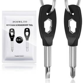Poswlto 754914122975 Keychain Screwdriver Tools Stocking Stuffers For Men 6in1 Bit With F