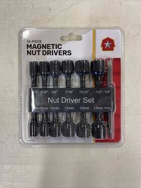 1044699 Power 14pcs Nuts Driver Drill Bit Set Metric And Sae Sockets Magnetic New Sealed 1044699 Power 14pcs Nuts Driver Drill Bit Set Metric And Sae Sockets Magnetic New Sealed