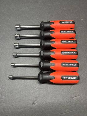 646041 Powerbuilt 6 Pc Sae Nut Driver Set Tools With Double Injection Handles