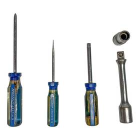 84w4861-76 Powr-kraft Vintage Screwdriver 3 Pc 1/4 Inch Driver Set With 1/2 Drive Socket Usa