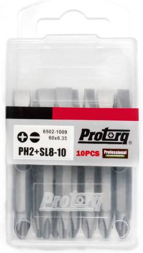 Protorq 889064910667 Double Ended Drive Bits Phillips 2 And Slotted 8-10 10 Pieces With One Size