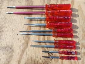 0155 Quick-wedge Vntg Lot Of 10pc Screw-holding Screwdrivers Red Handle Salt Lake Usa