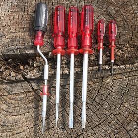 1253e Quick-wedge Screw-holding Screwdrivers Lot Of 6 Red Handle Salt Lake Usa