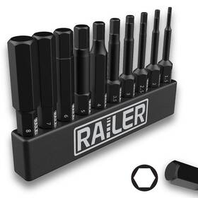 Railer 810055680054 Metric Hex Bit Set 10-piece Head Allen Wrench Screwdriver Set. S2 Ste