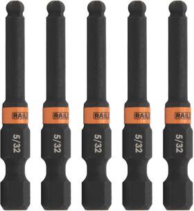 Railer 810055682348 Ball-end Hex 5/32 Inch Impact Driver Bit Allen Black